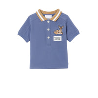 Polo en coton Monogram à motif daim - Steel Blue