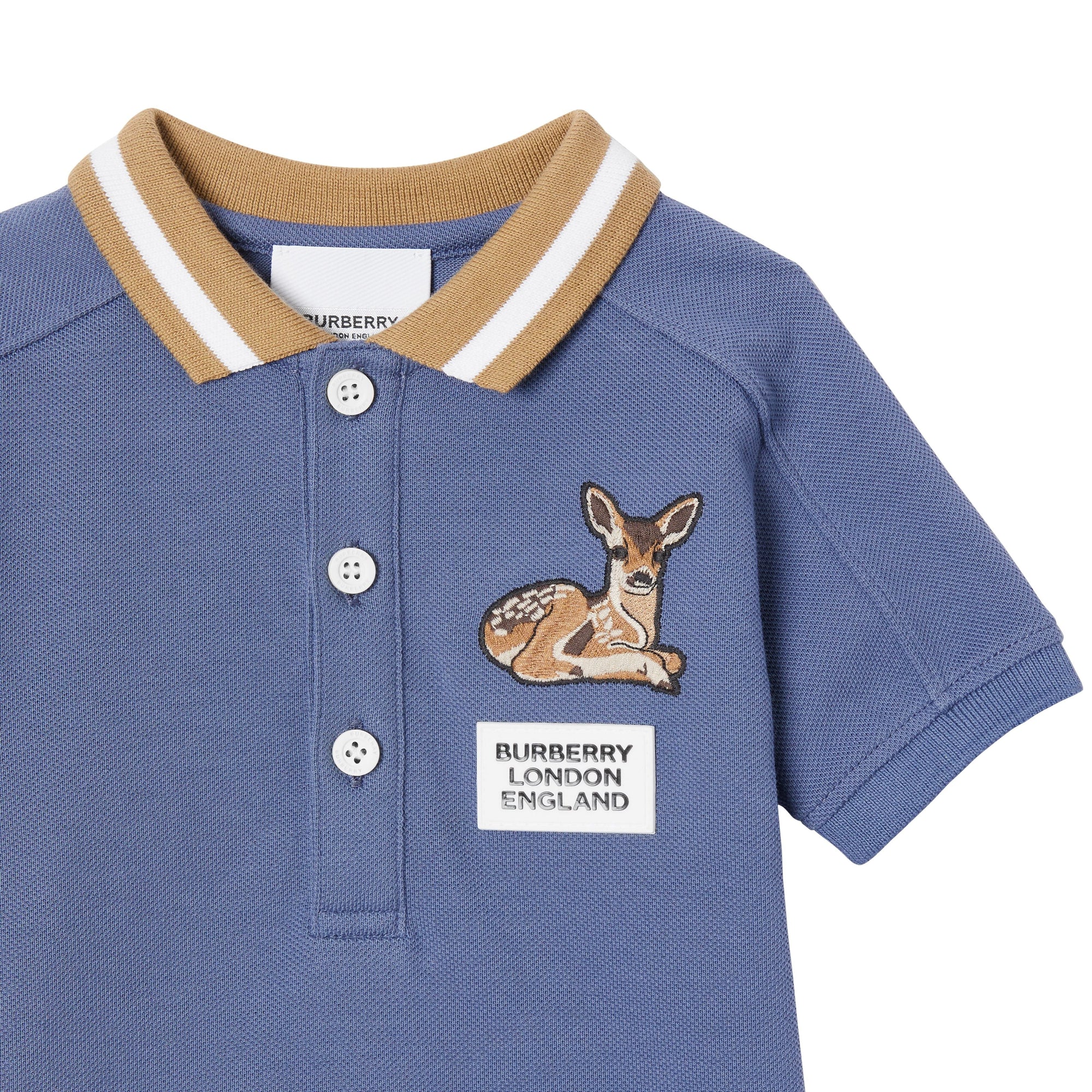 Polo en coton Monogram à motif daim - Steel Blue