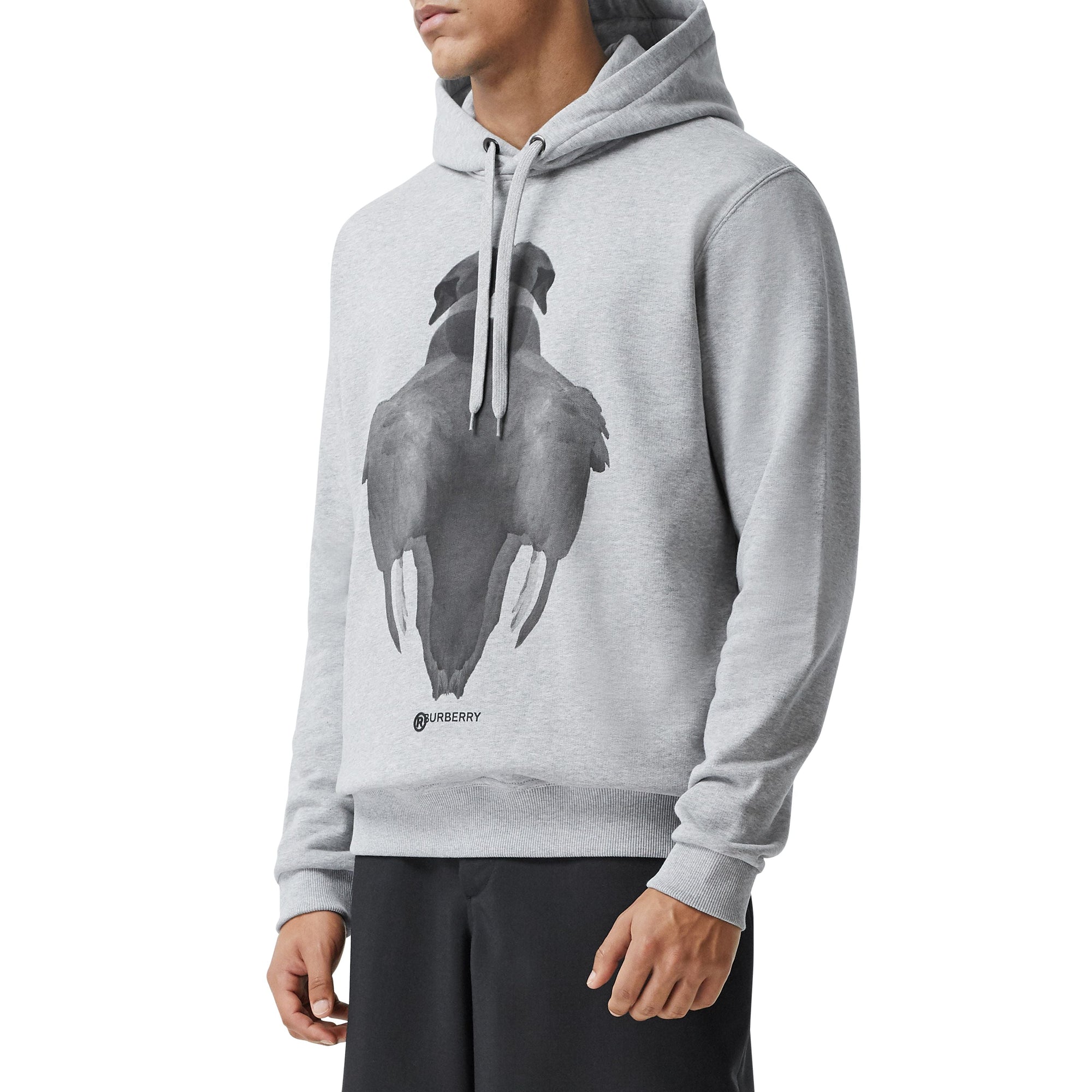 Hoodie en coton à imprimé montage - Pale Grey Melange