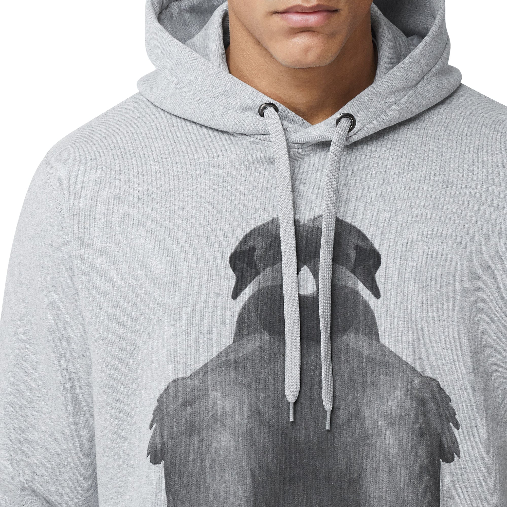 Hoodie en coton à imprimé montage - Pale Grey Melange