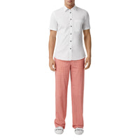 Chemise slim à manches courtes en popeline de coton stretch - White