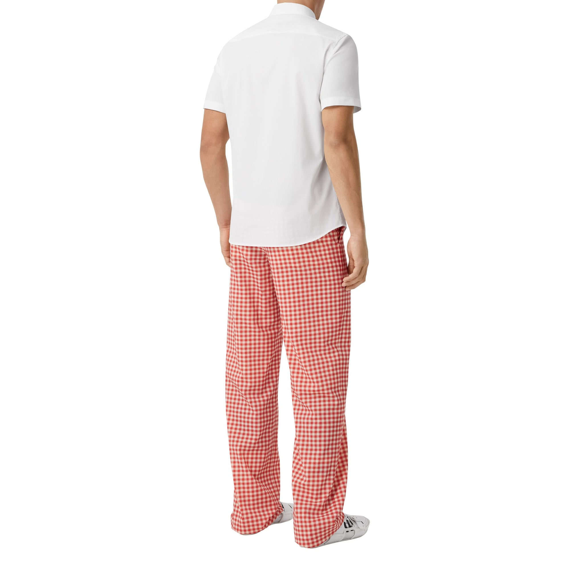 Chemise slim à manches courtes en popeline de coton stretch - White