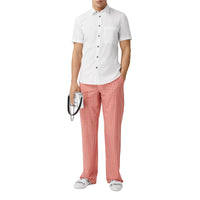 Chemise slim à manches courtes en popeline de coton stretch - White