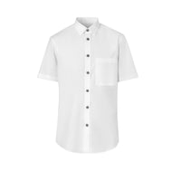 Chemise slim à manches courtes en popeline de coton stretch - White