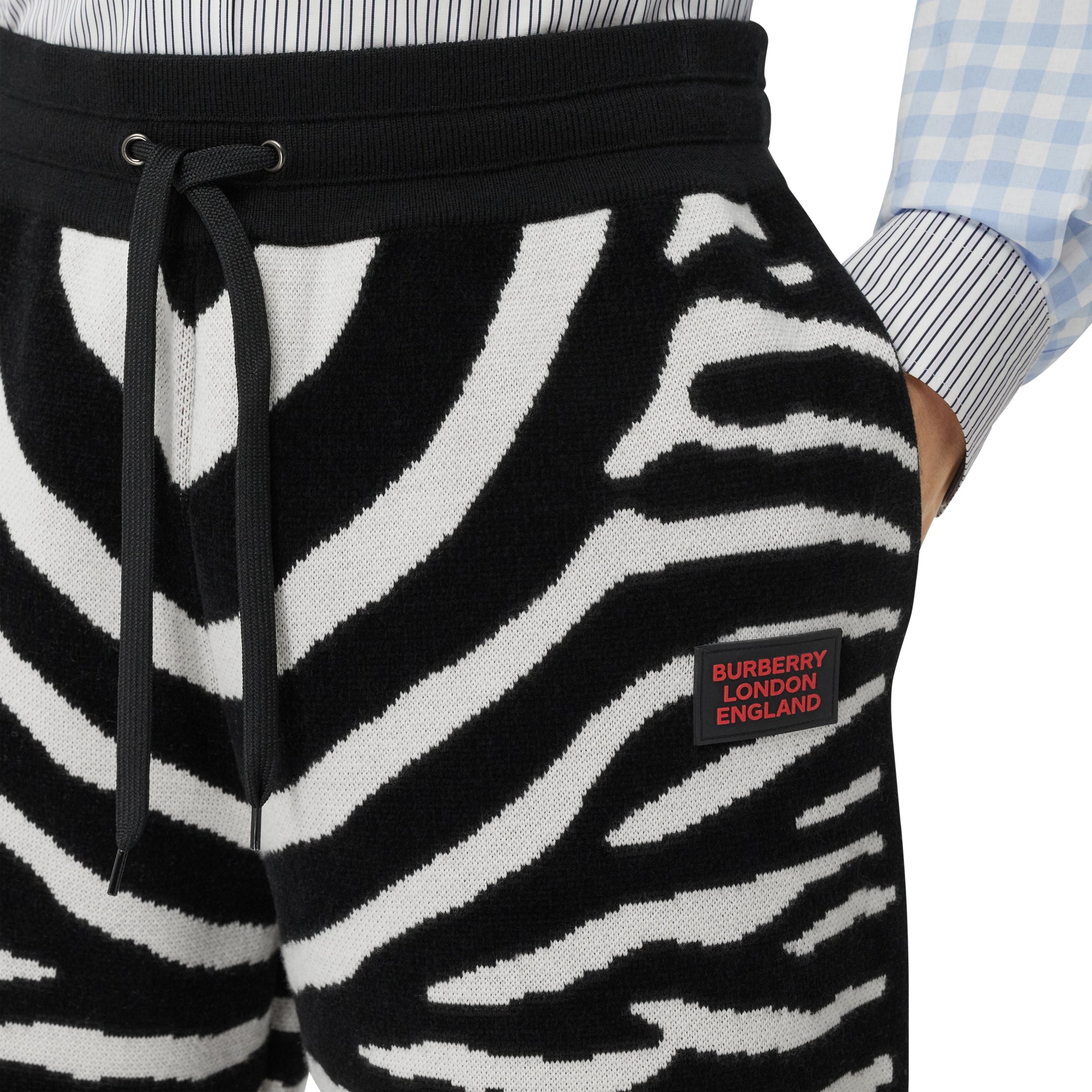 Short motif zèbre en laine - Black