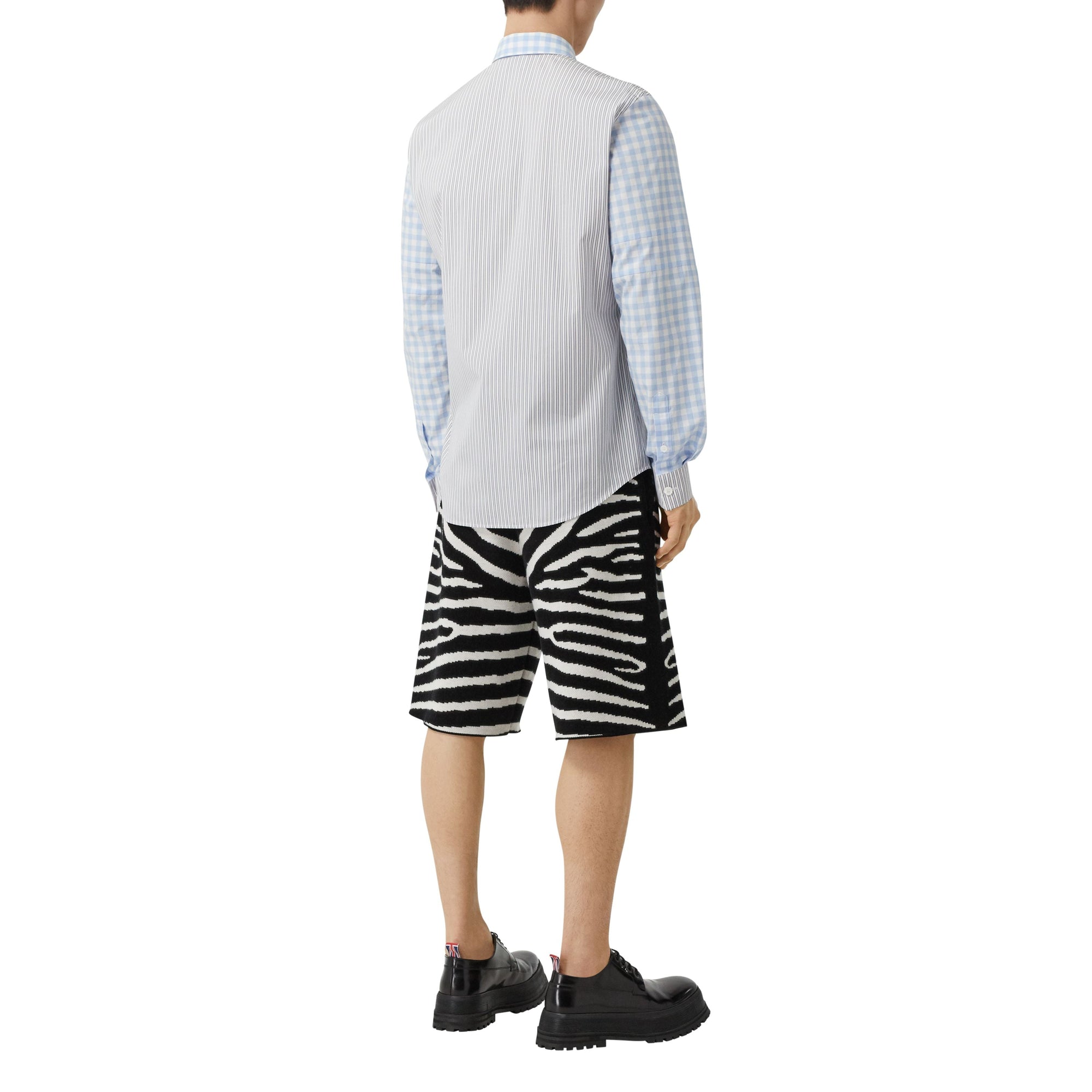 Short motif zèbre en laine - Black
