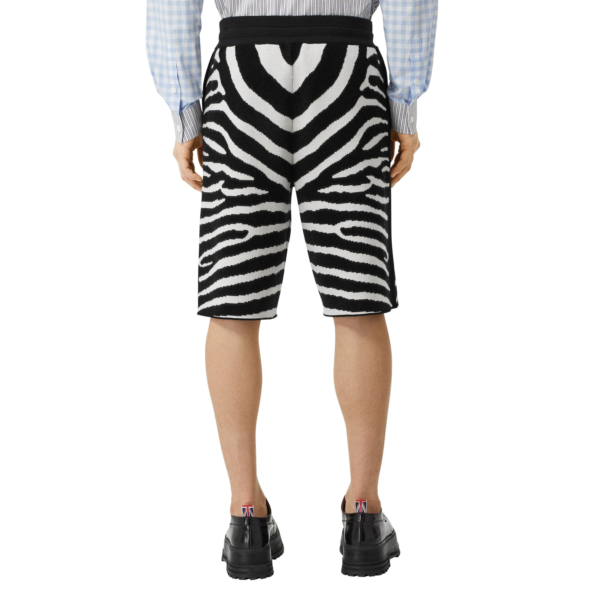 Short motif zèbre en laine - Black