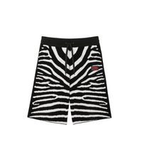 Short motif zèbre en laine - Black