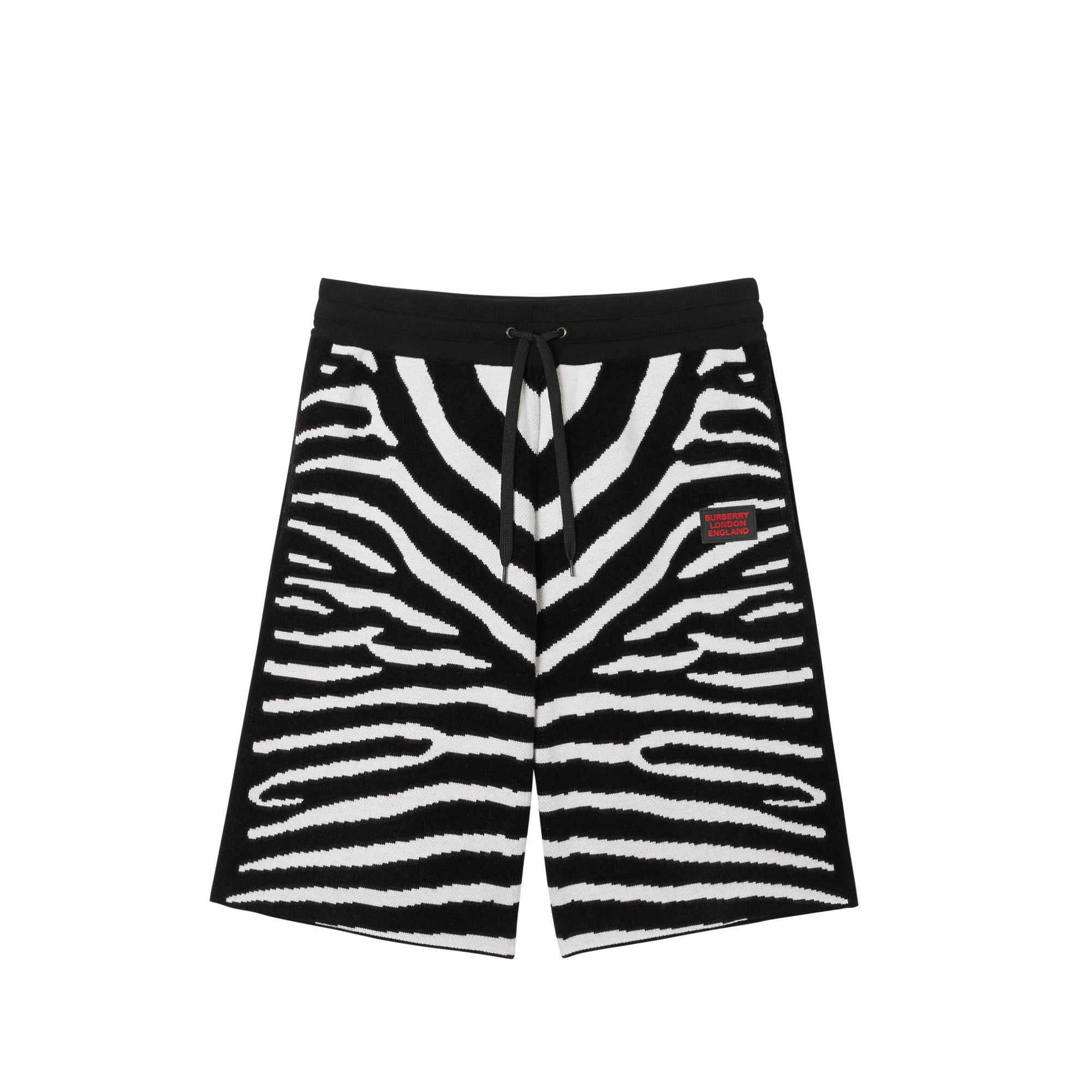 Short motif zèbre en laine - Black