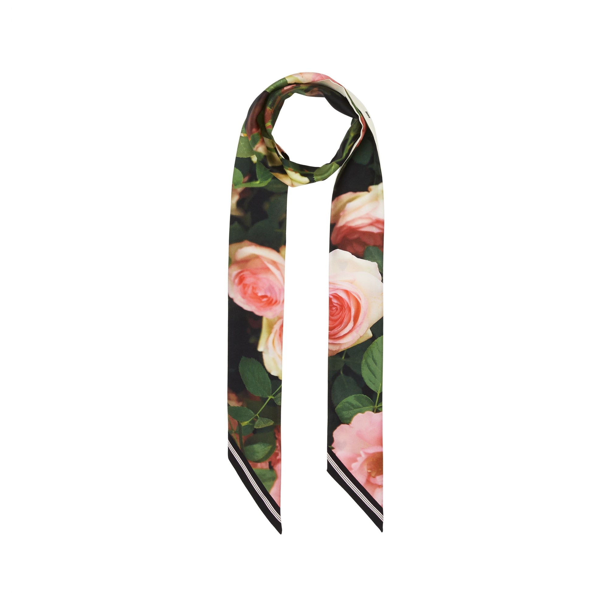 Foulard ultrafin en soie à imprimé floral - Rose Pink