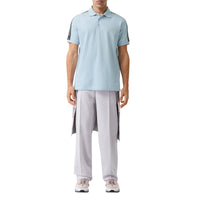 Polo en piqué en coton avec bandes à logo - Pale Blue