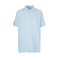 Polo en piqué en coton avec bandes à logo - Pale Blue
