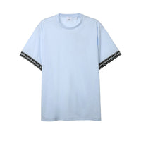T-shirt oversize en coton avec bandes à logo - Pale Blue