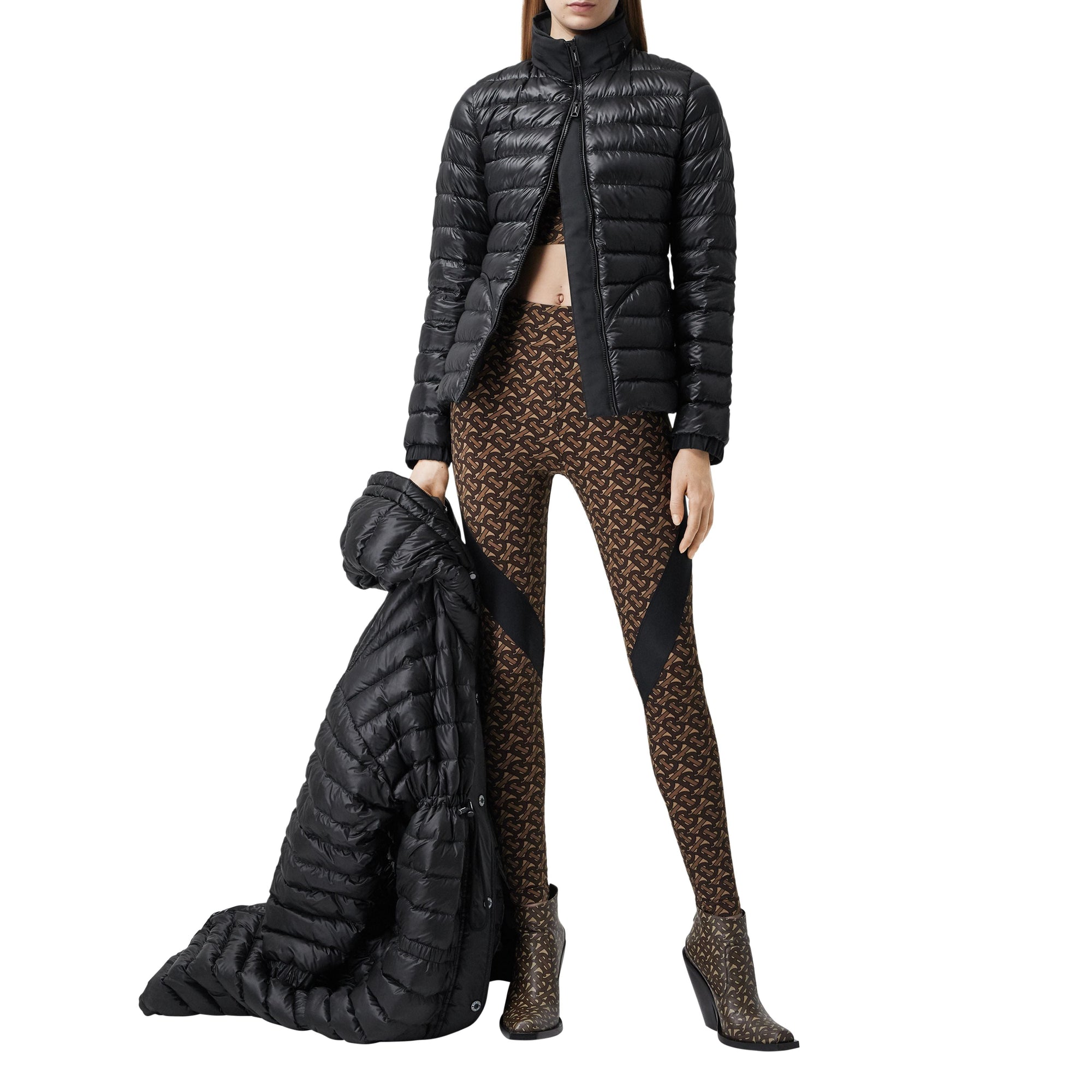 Doudoune péplum avec capuche repliable - Black