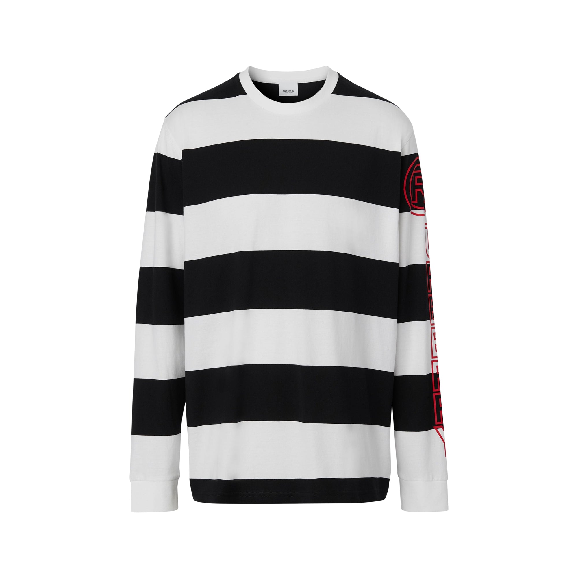 Haut à manches longues oversize en coton rayé - Black & White