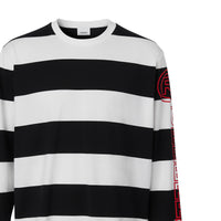 Haut à manches longues oversize en coton rayé - Black & White