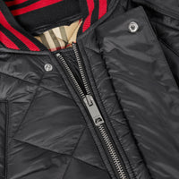 Manteau matelassé à logo avec capuche amovible - Black