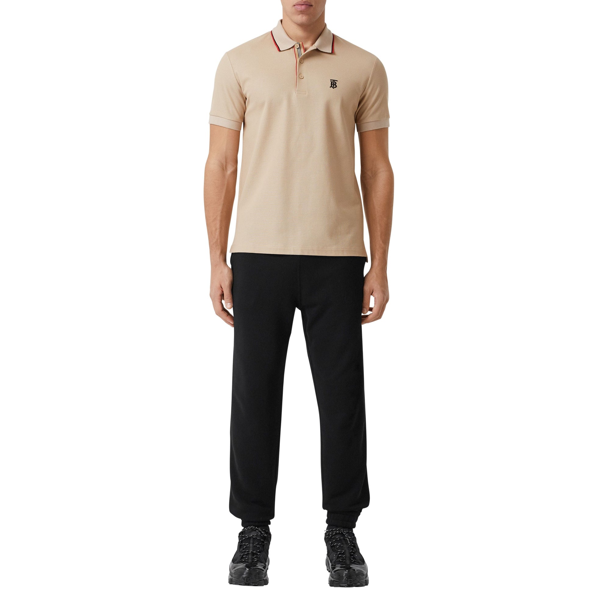 Polo en piqué de coton Monogram - Soft Fawn