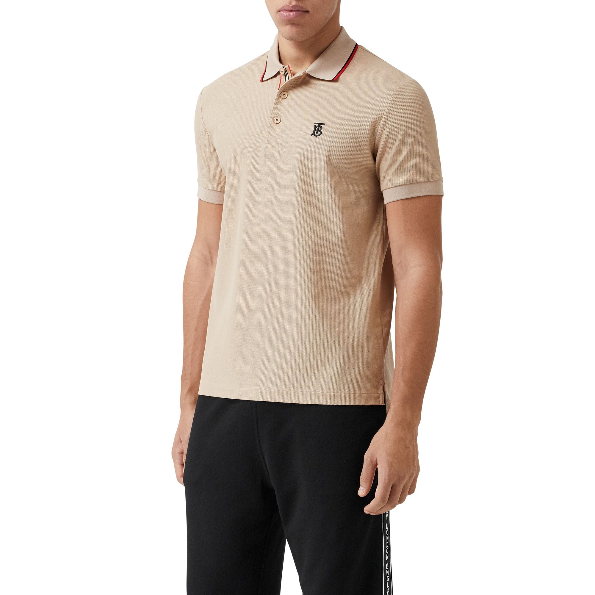 Polo en piqué de coton Monogram - Soft Fawn