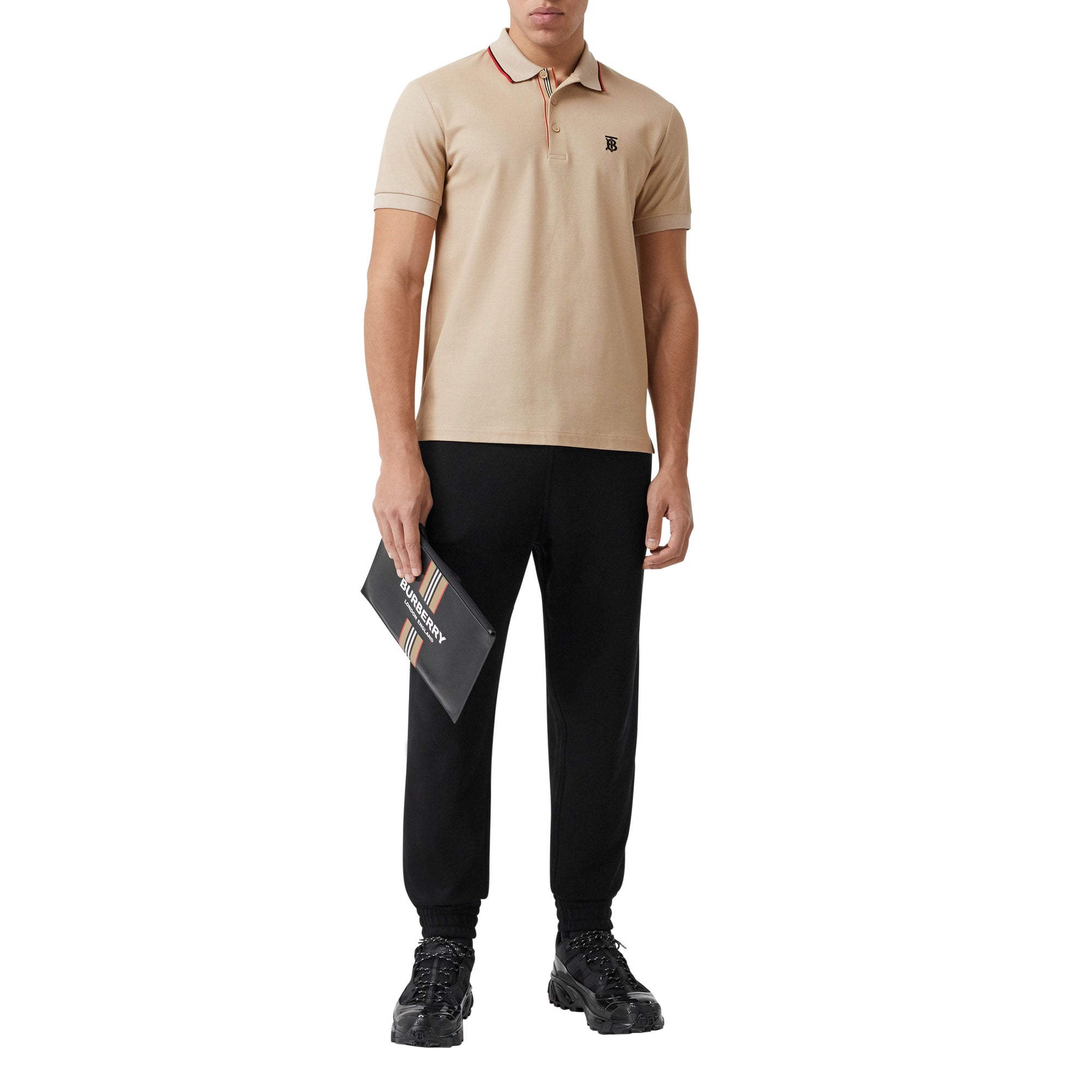 Polo en piqué de coton Monogram - Soft Fawn