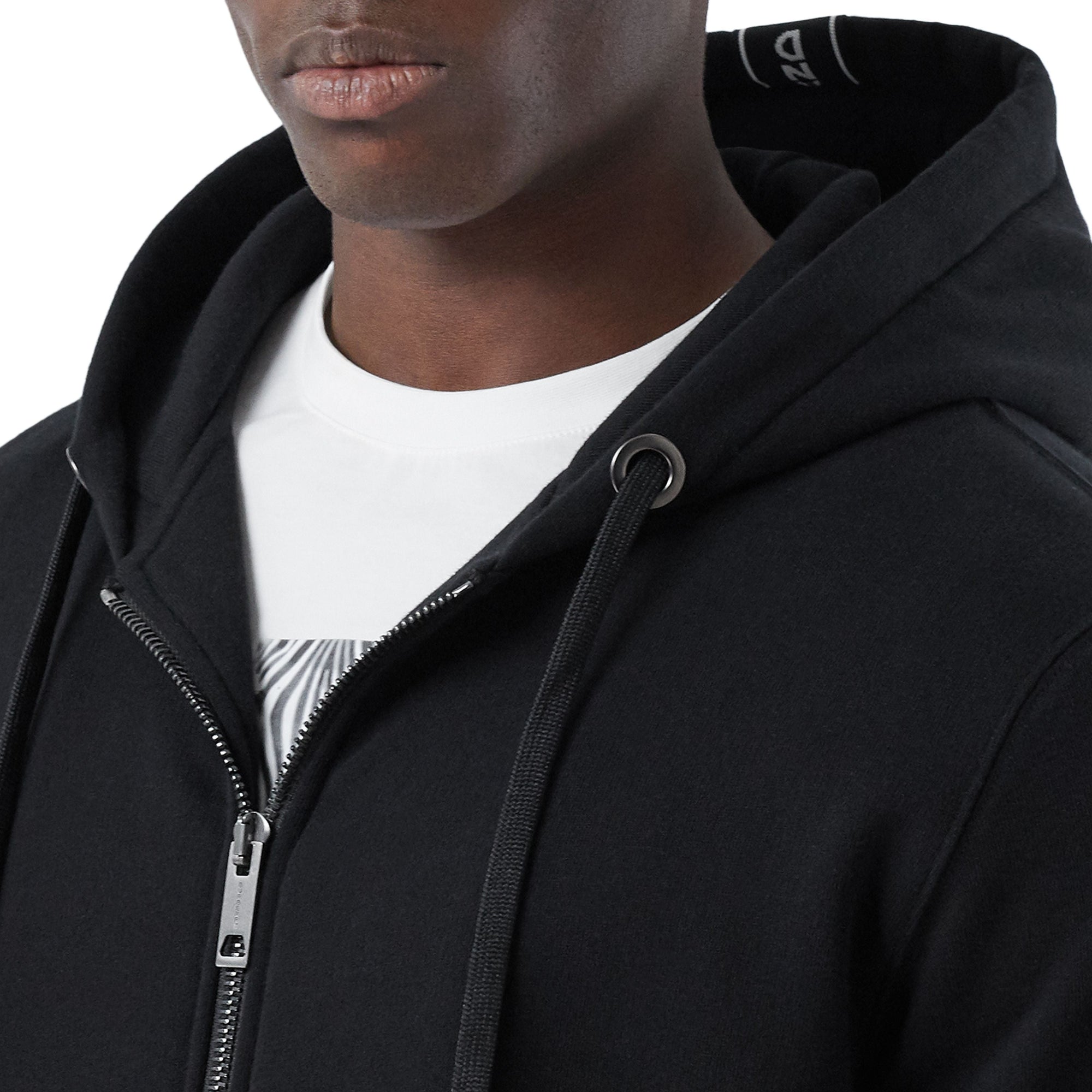 Veste à capuche en coton avec bandes à logo - Black