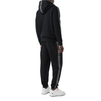 Veste à capuche en coton avec bandes à logo - Black