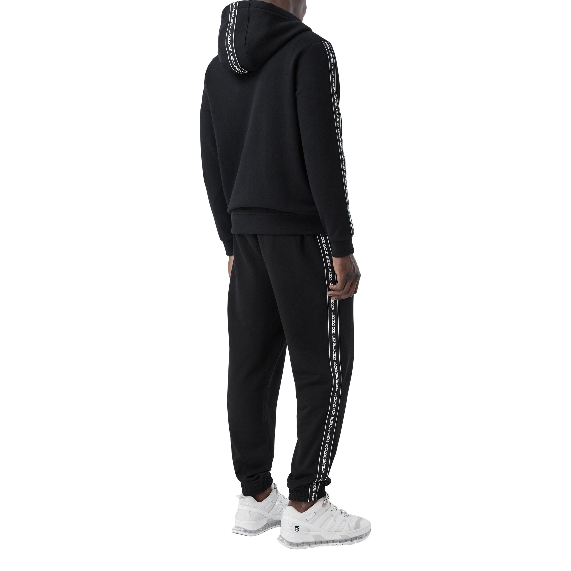 Veste à capuche en coton avec bandes à logo - Black