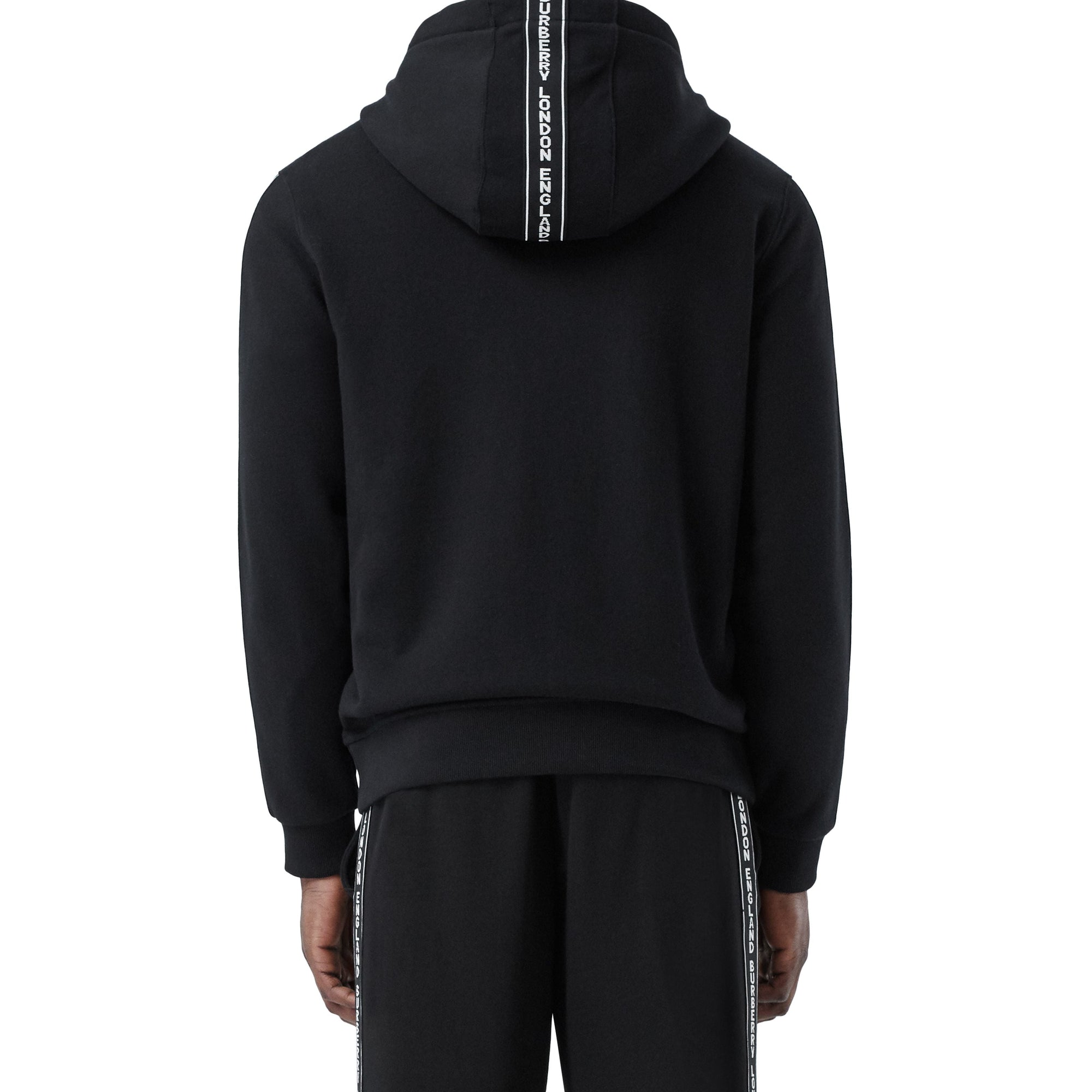 Veste à capuche en coton avec bandes à logo - Black