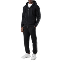 Veste à capuche en coton avec bandes à logo - Black
