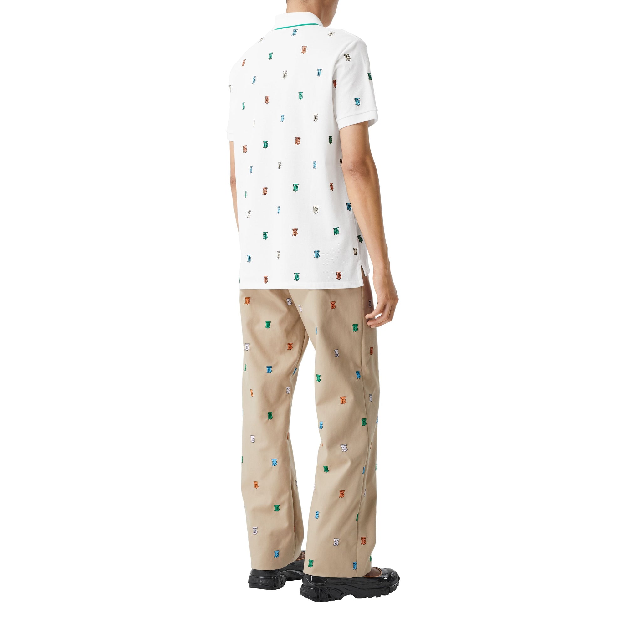 Polo en piqué de coton Monogram - White