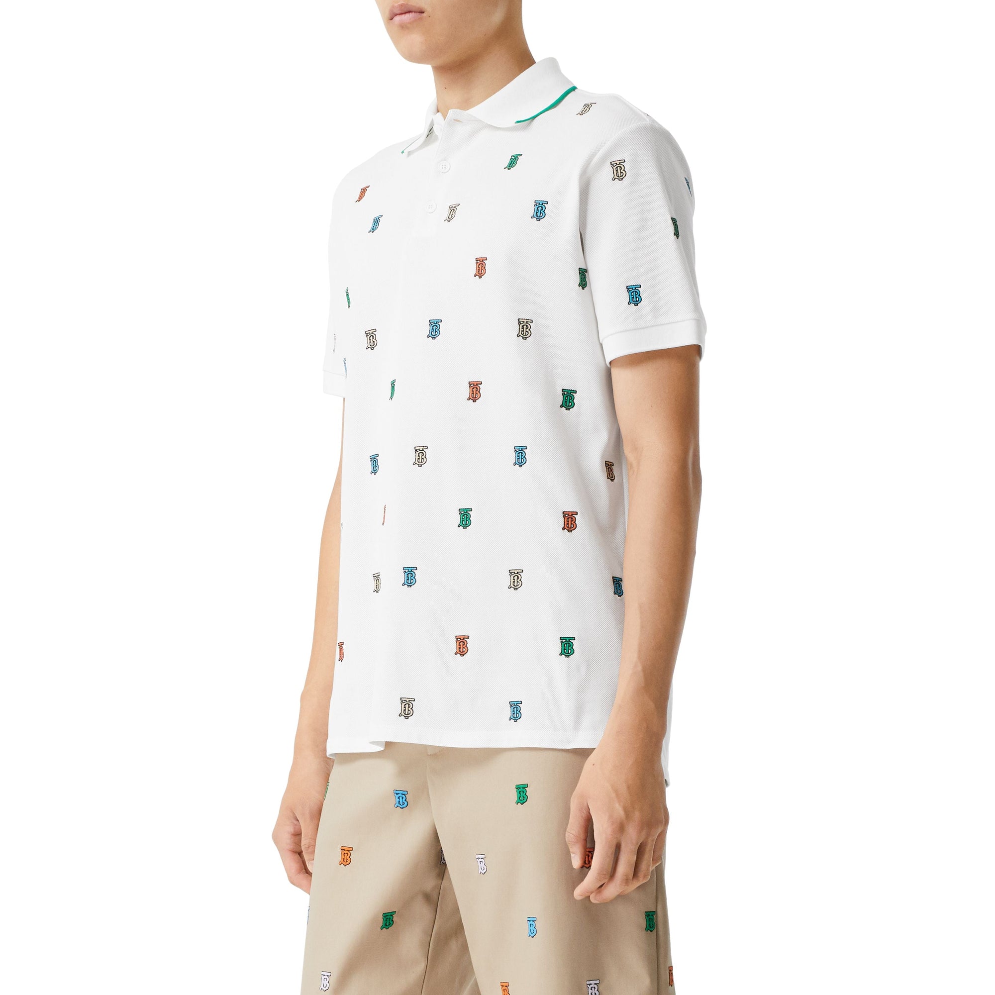 Polo en piqué de coton Monogram - White