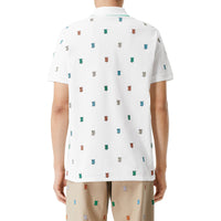 Polo en piqué de coton Monogram - White