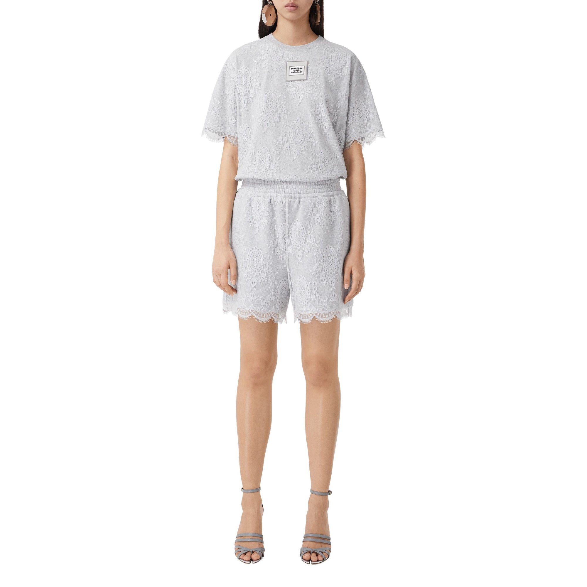 Short en coton et dentelle - Light Pebble Grey