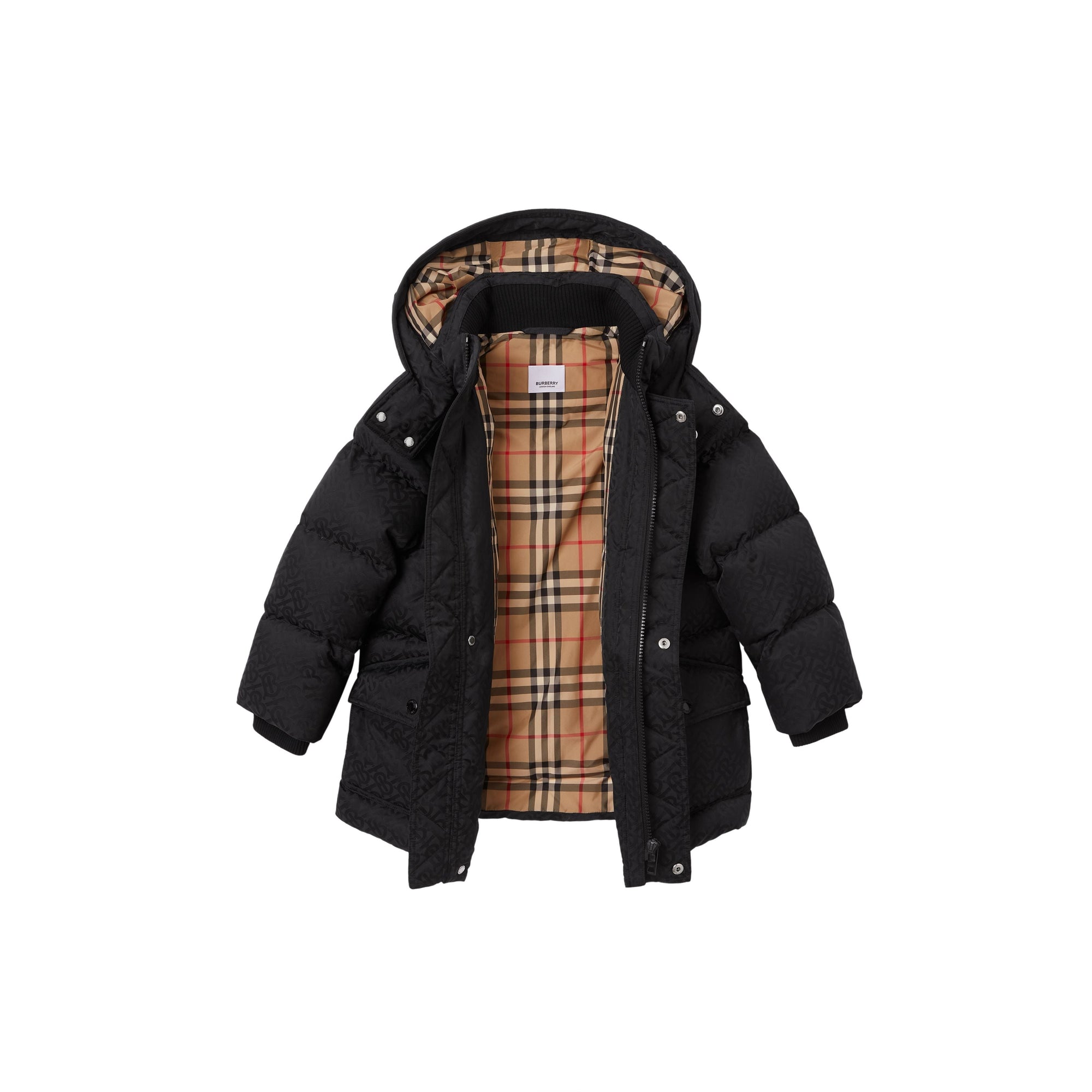 Doudoune en jacquard Monogram avec capuche amovible - Black