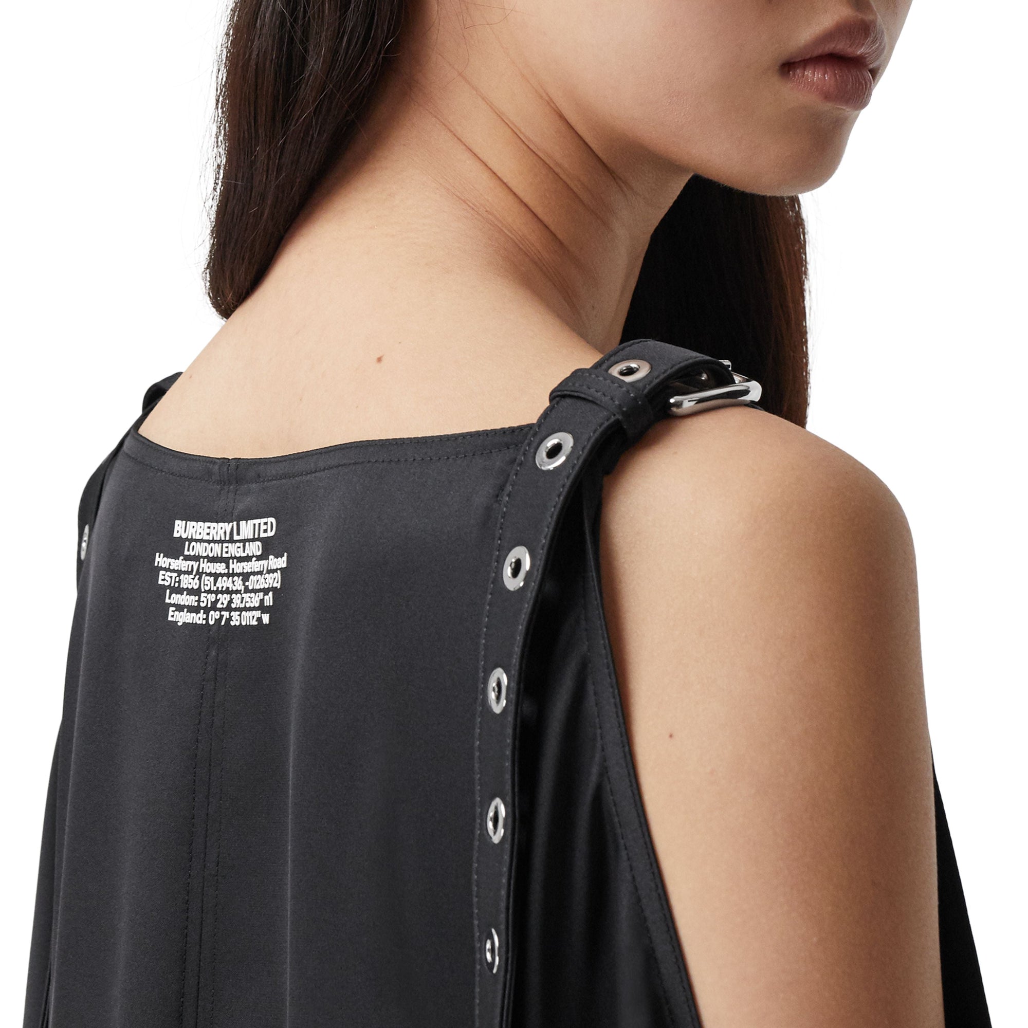 Robe  coordonnées géographiques en satin de soie - Black