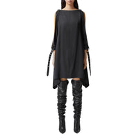 Robe  coordonnées géographiques en satin de soie - Black