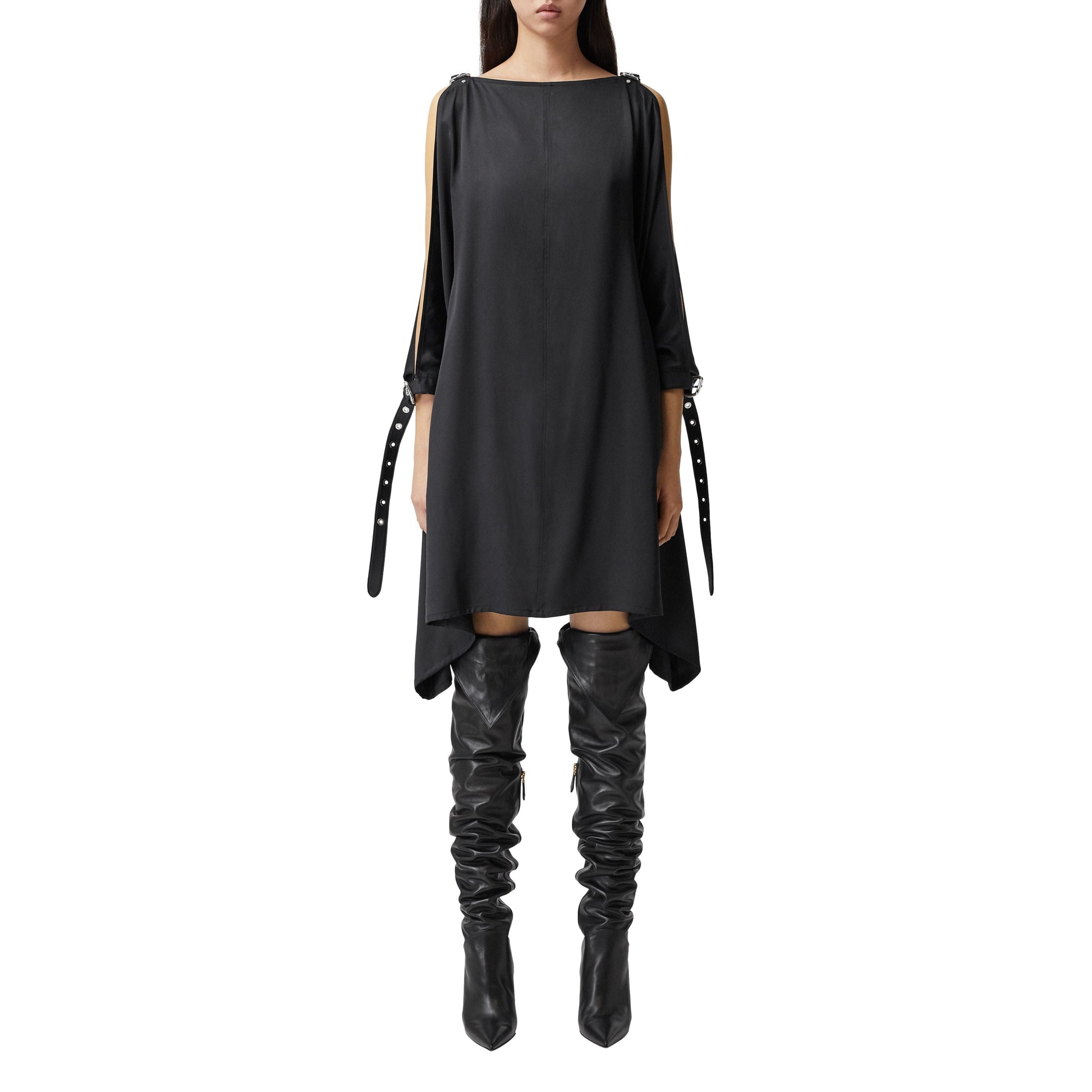 Robe  coordonnées géographiques en satin de soie - Black