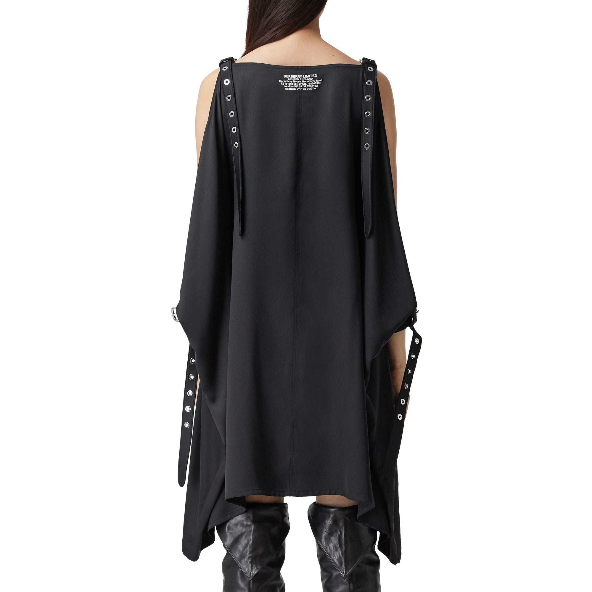 Robe  coordonnées géographiques en satin de soie - Black
