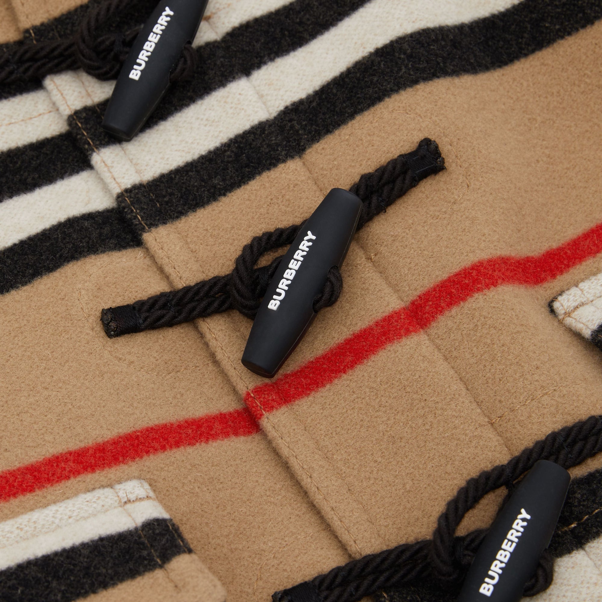 Duffle-coat en laine double face à rayures iconiques - Archive Beige