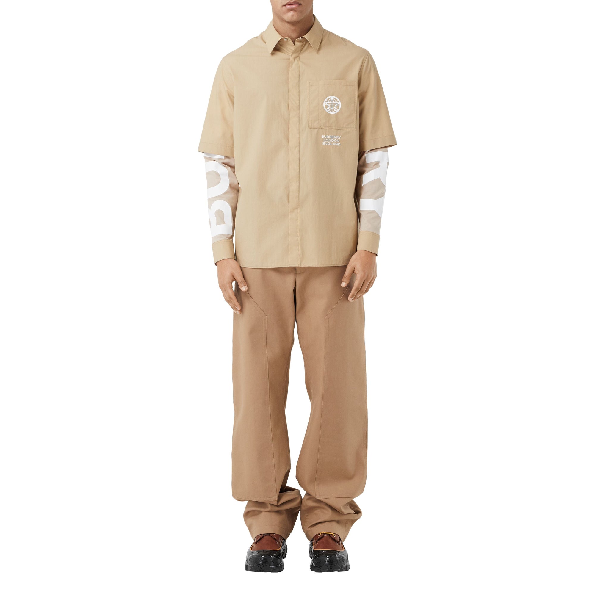 Chemise oversize en coton avec globe - Soft Fawn
