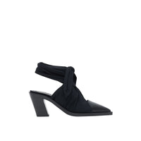 Mules à bout pointu en cuir avec nœud - Black