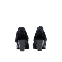 Mules à bout pointu en cuir avec nœud - Black