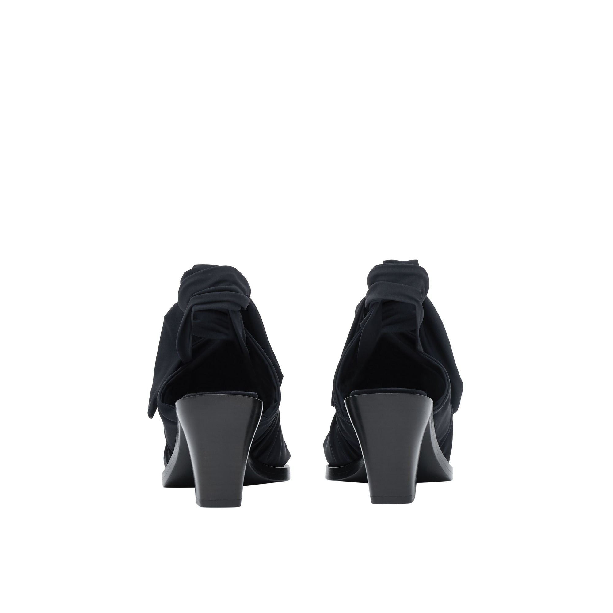 Mules à bout pointu en cuir avec nœud - Black