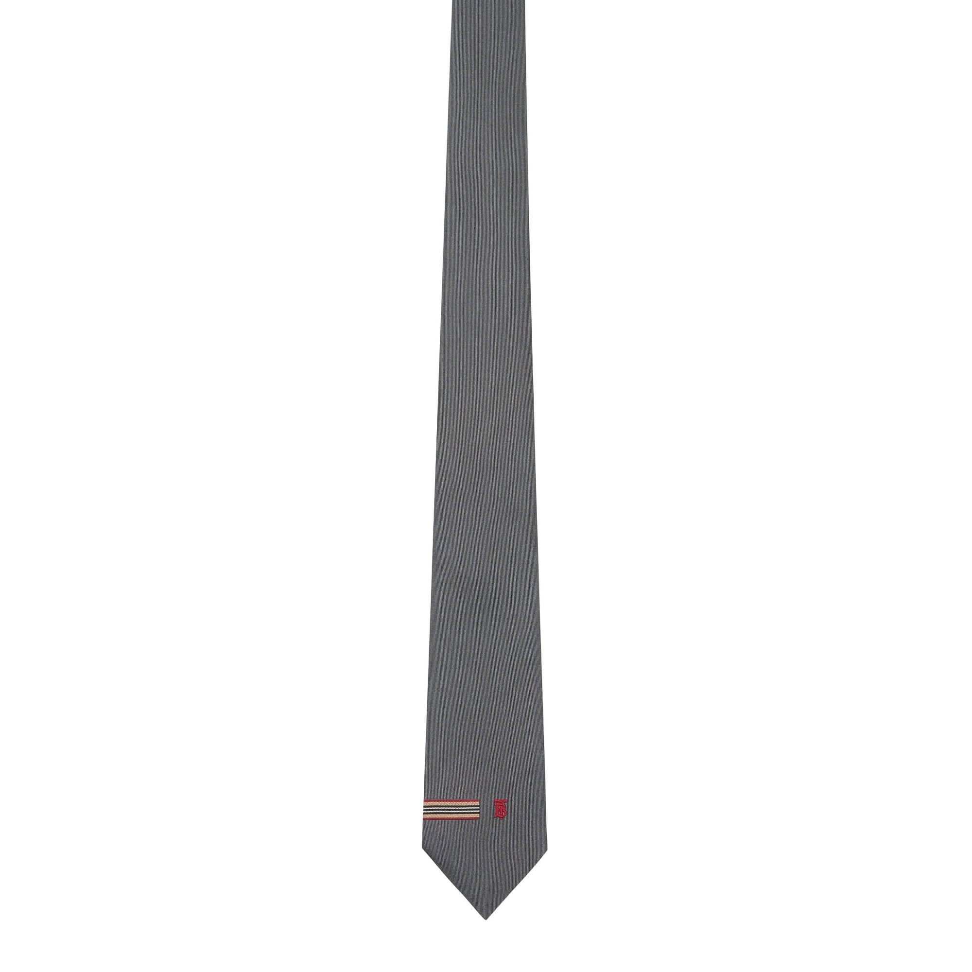 Cravate classique en soie Monogram avec rayures iconiques - Dark Grey