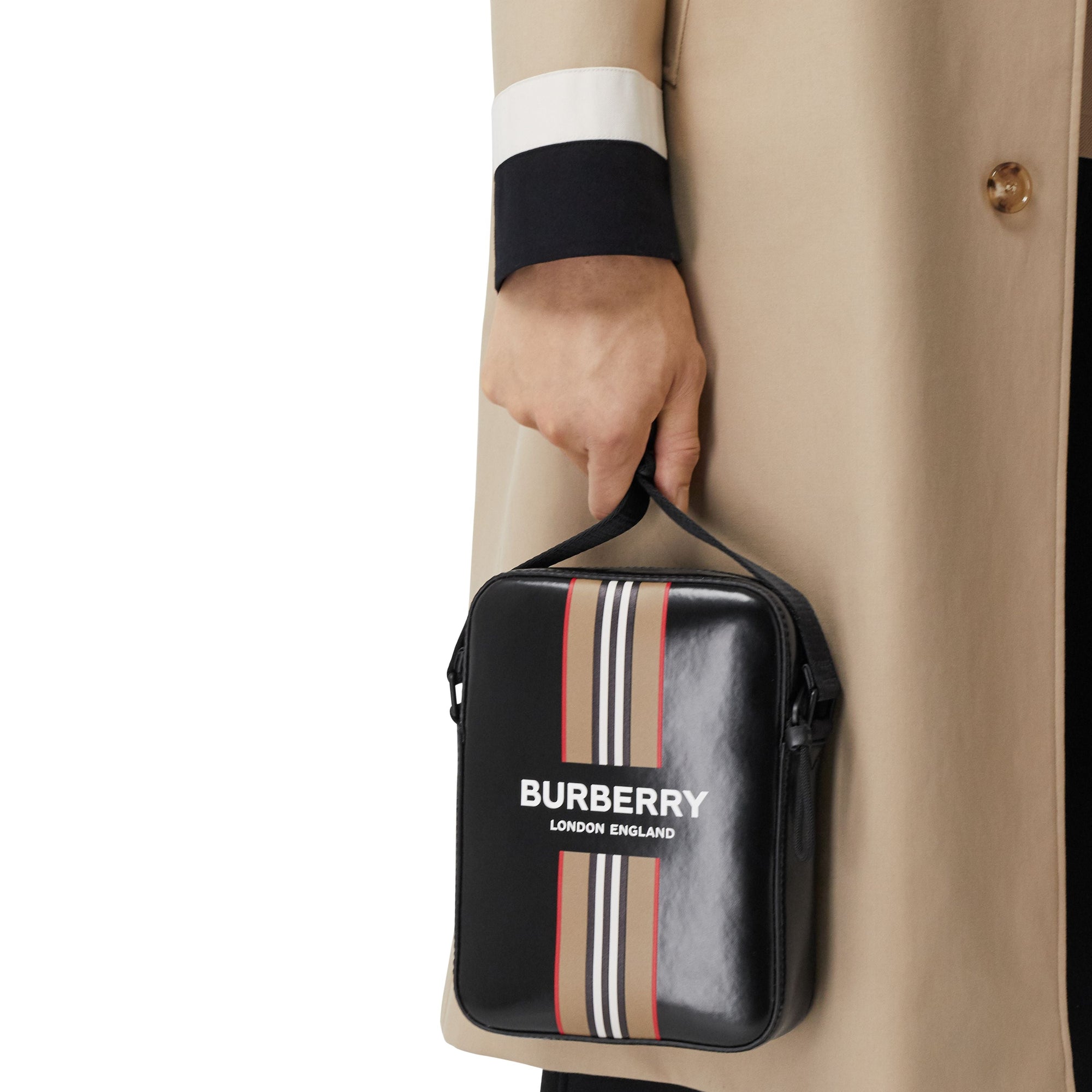 Sac à bandoulière avec logo et rayures iconiques - Black