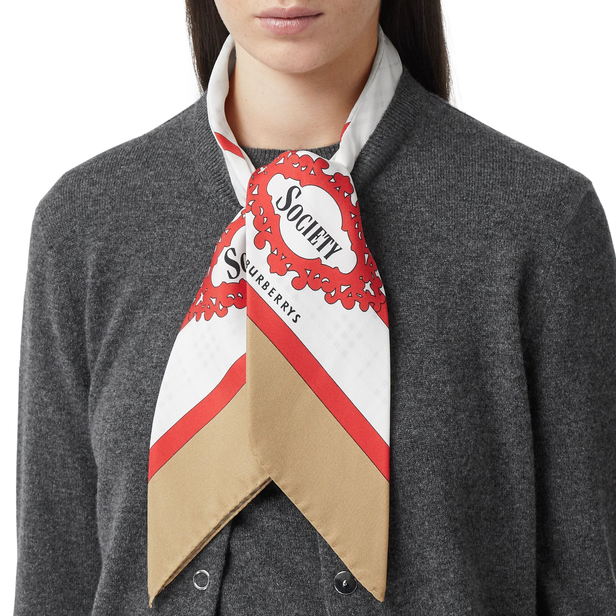 Cardigan en cachemire avec foulard en soie - Grey Melange