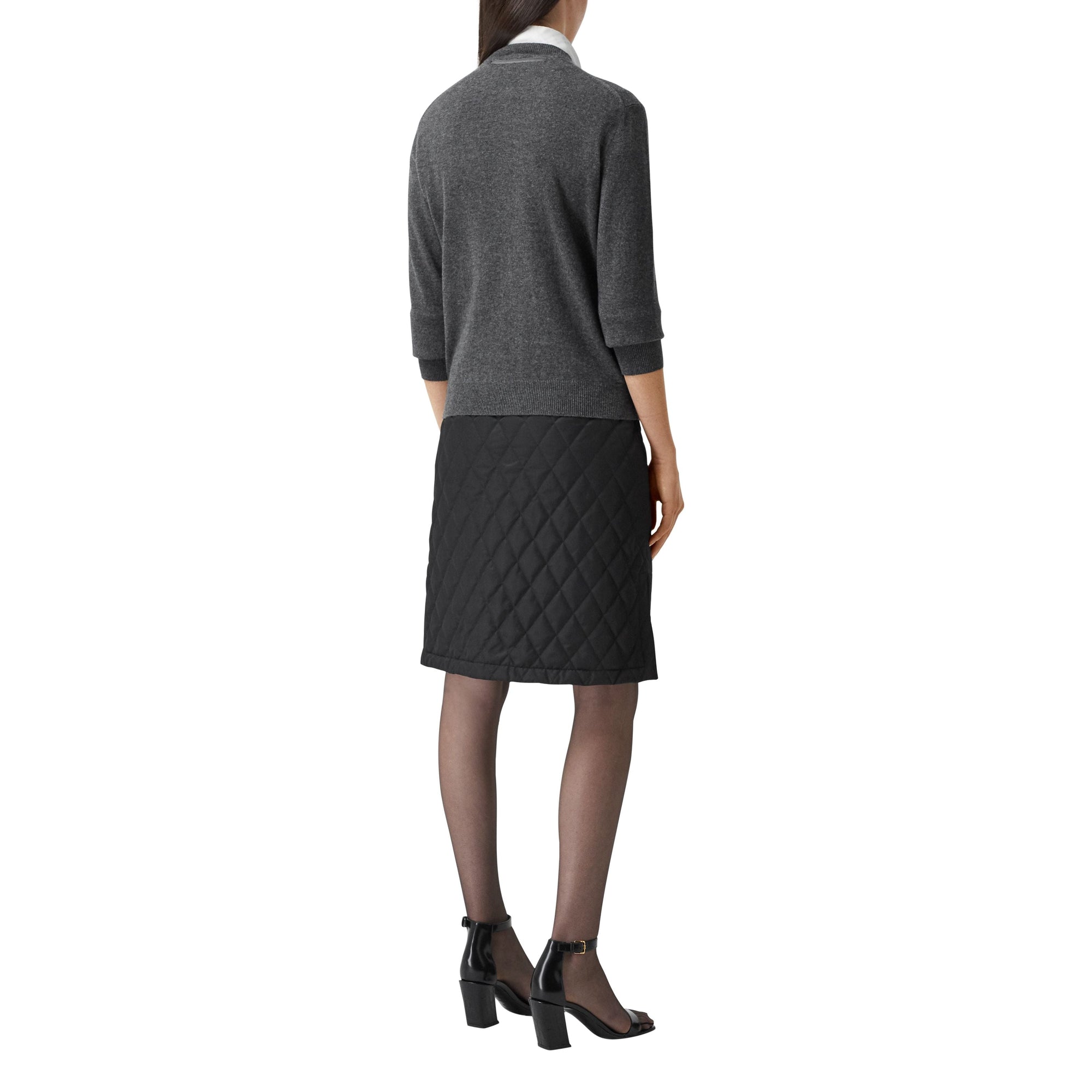 Cardigan en cachemire avec foulard en soie - Grey Melange