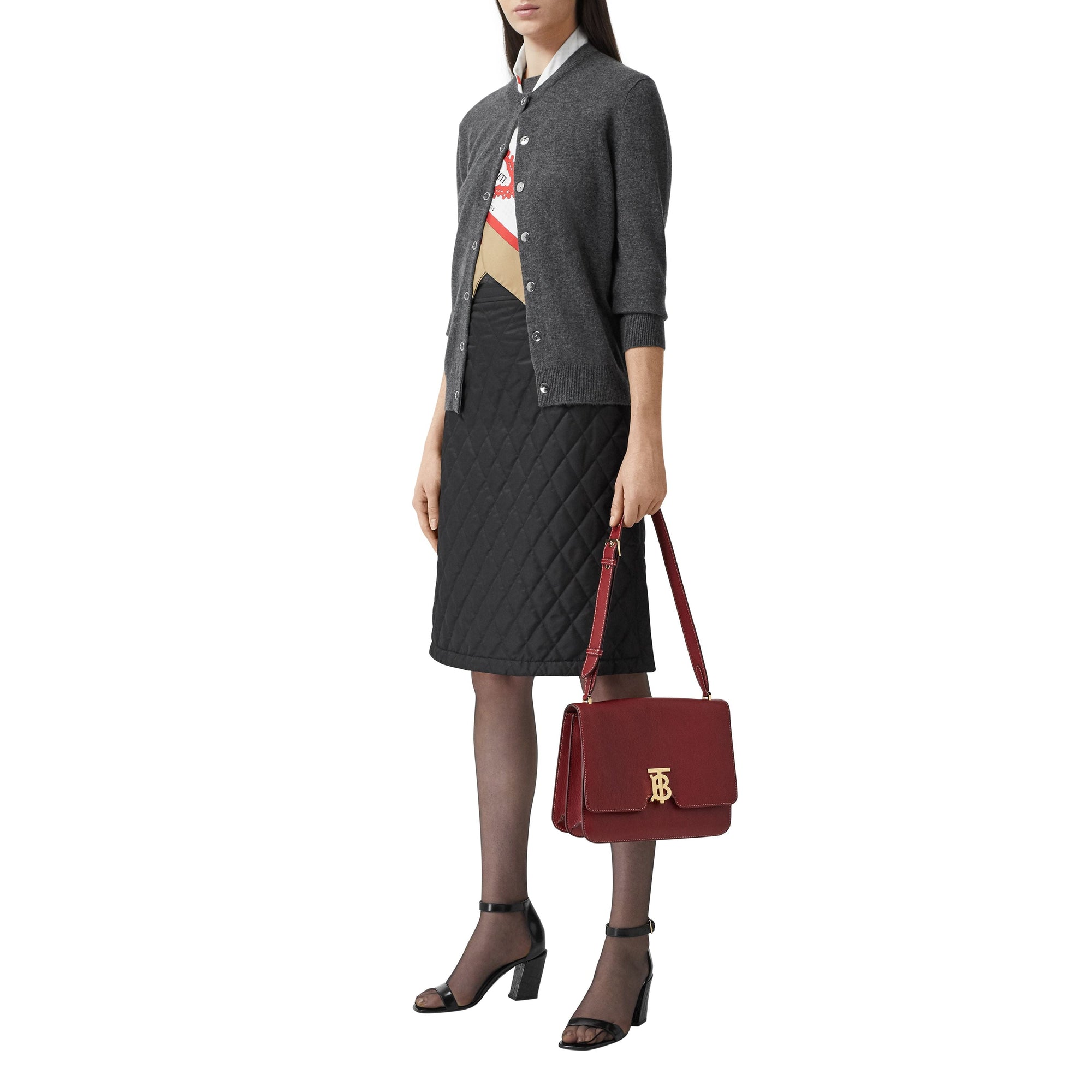 Cardigan en cachemire avec foulard en soie - Grey Melange