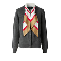 Cardigan en cachemire avec foulard en soie - Grey Melange