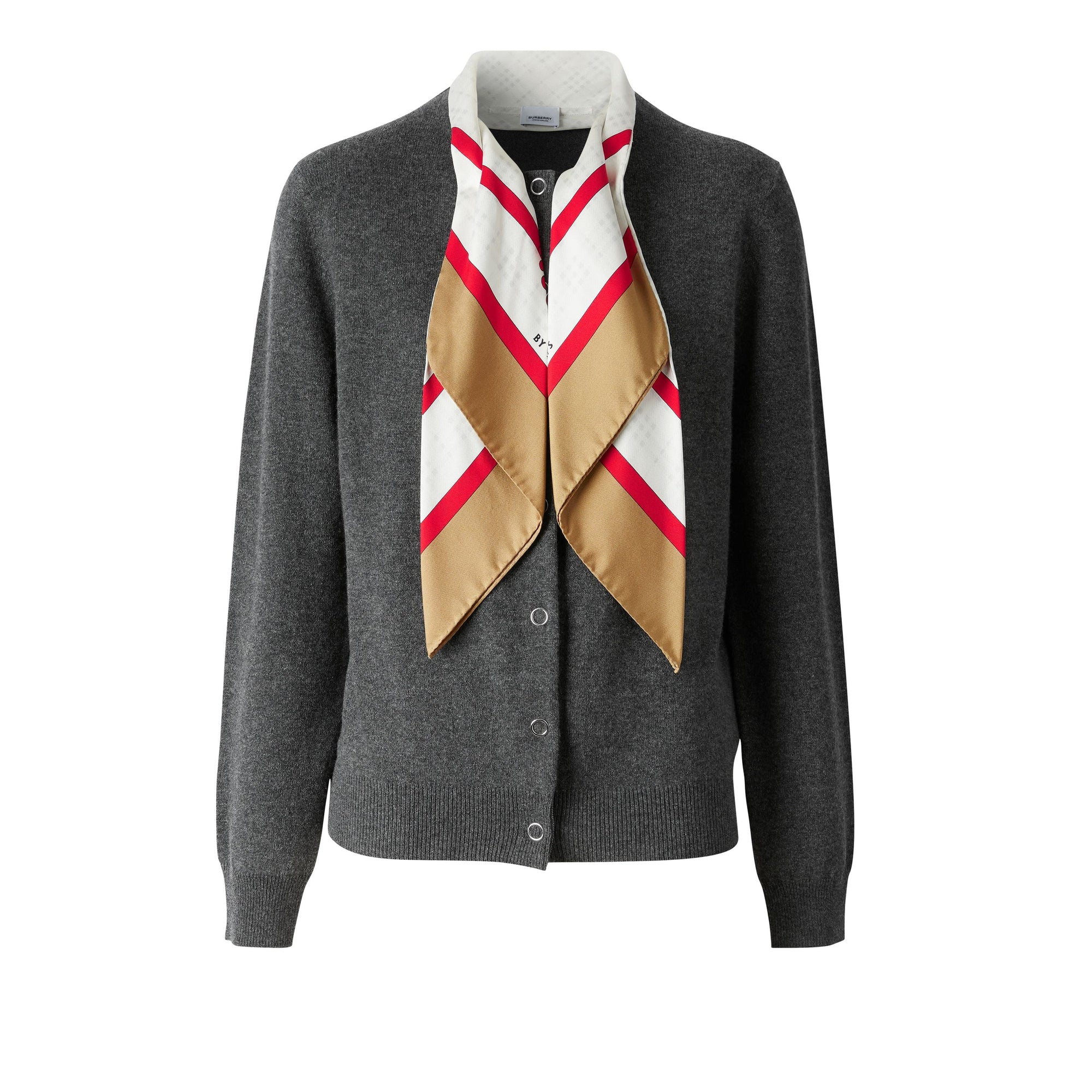 Cardigan en cachemire avec foulard en soie - Grey Melange